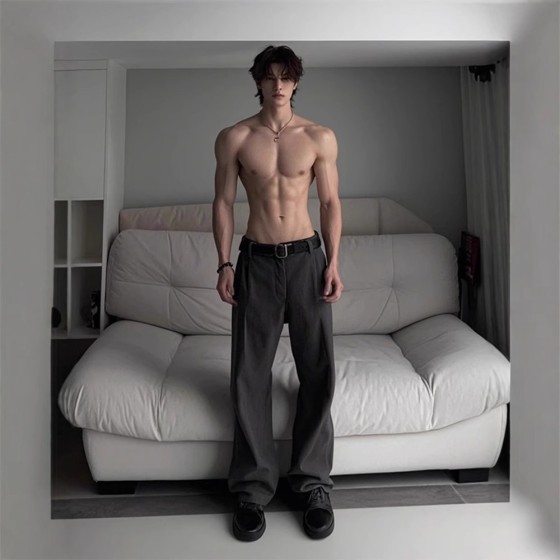 Cleanfit Dark Gray Curved-Blade Suit Pants for Men, Draped High-End Flared Casual Straight-Leg Trousers